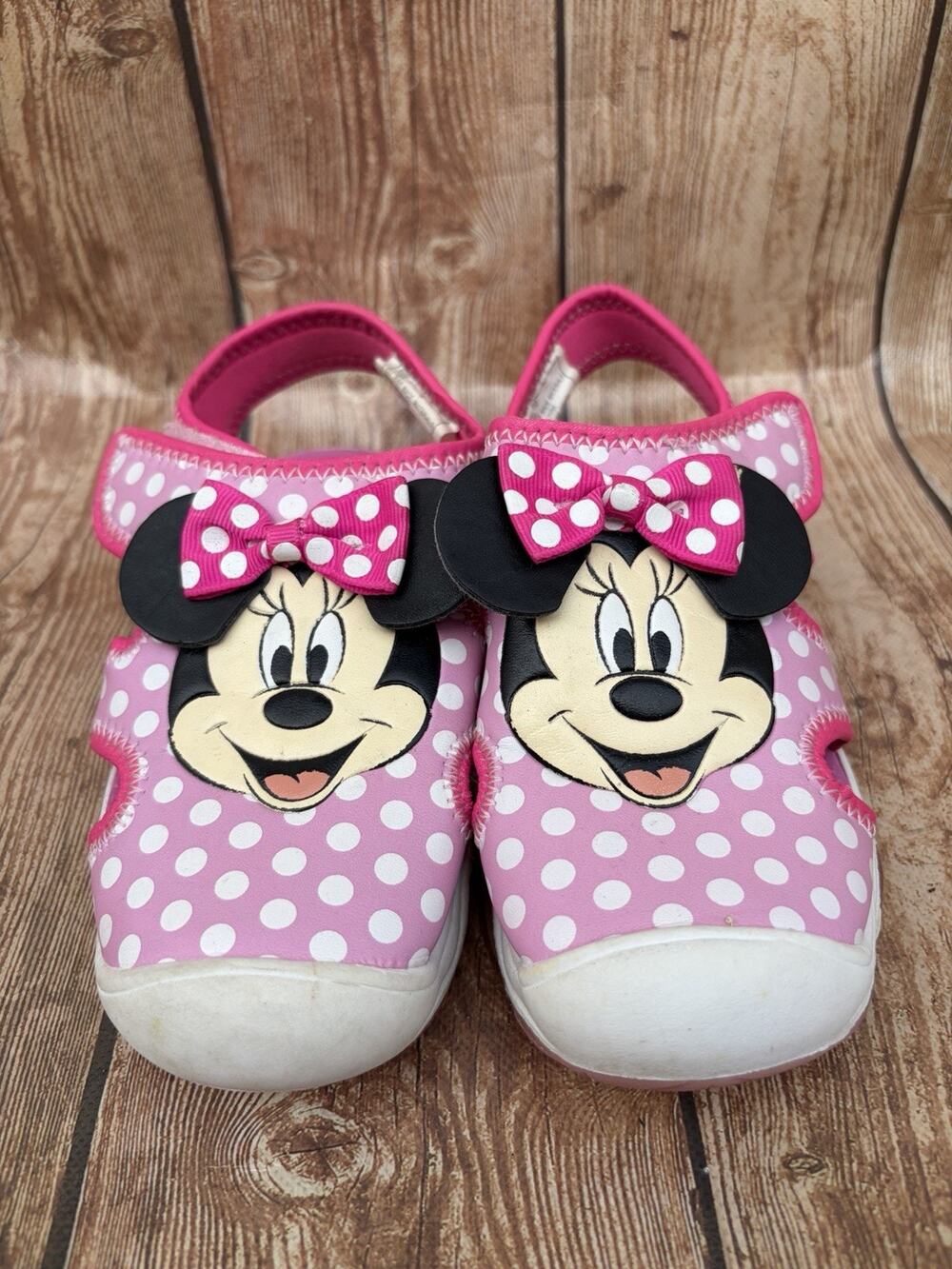 Disney Girl Minni Mouse Water Sandals W/Ligth Size 10